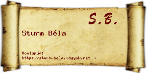Sturm Béla névjegykártya